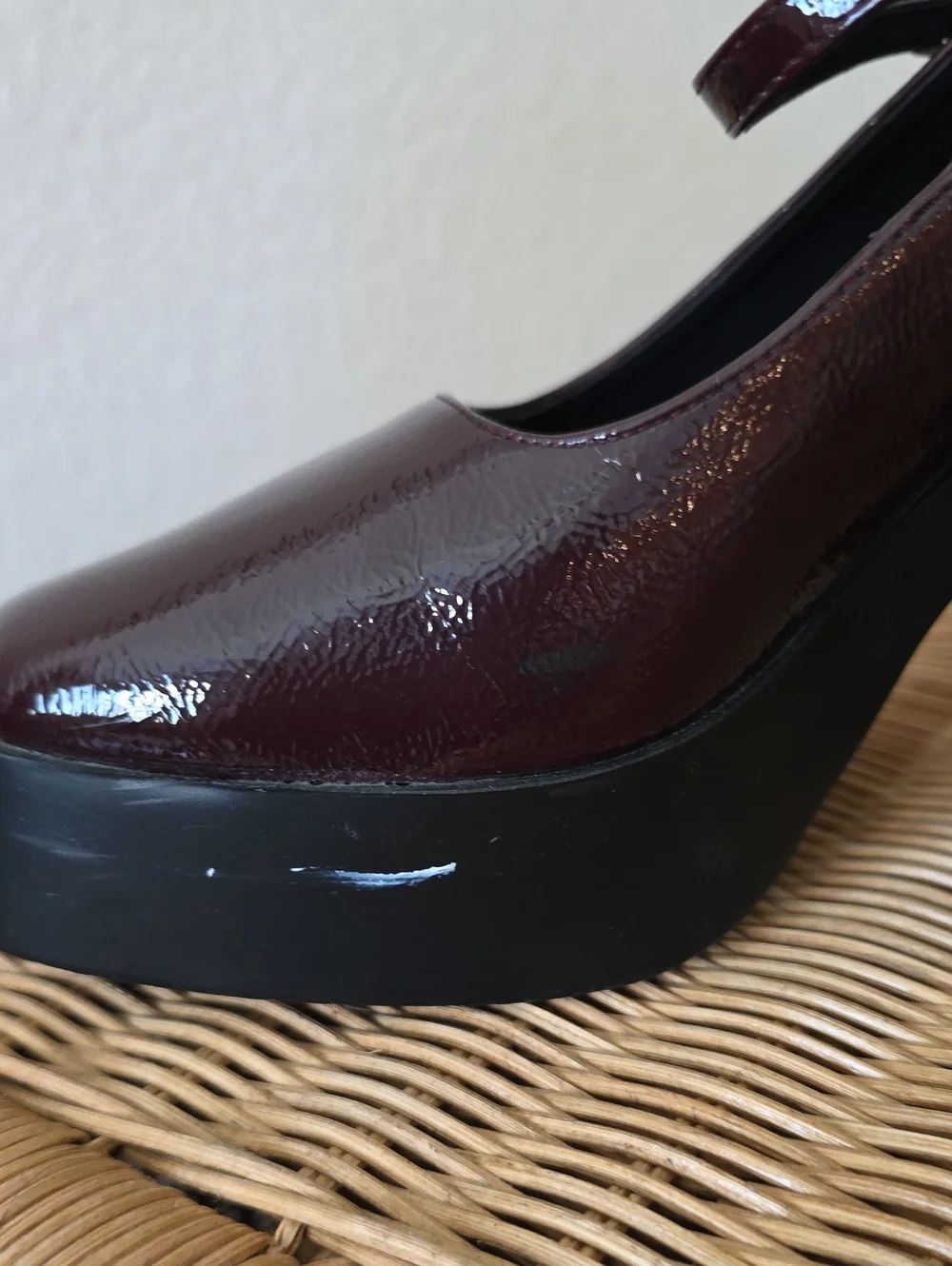 ASOS Burgundy Patent Mary Jane Platform Heels